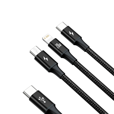 Baseus Rapid Series 3-in-1 Fast Charging Data Cable Type-C to M+L+C PD 20W