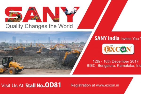 SANY will show how quality changes the world power at India Excon 2017